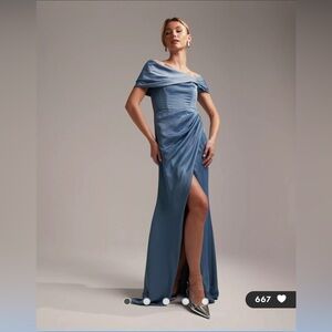 Satin Off-the-Shoulder Dress